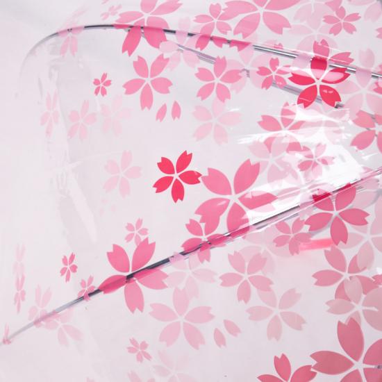 Straight Long Handle Floral Transparent Umbrella
