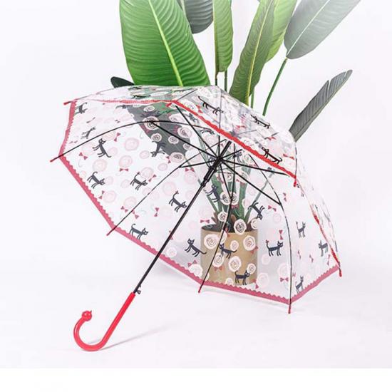 Creative Cat Handle Children Transparent Umbrella