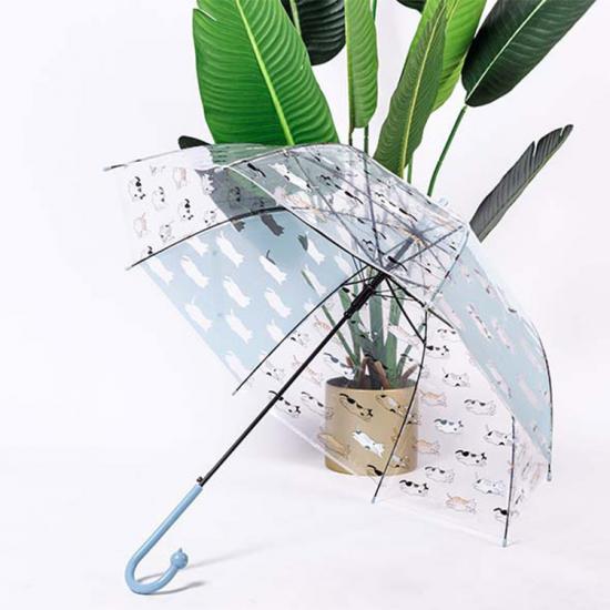 Creative Cat Handle Children Transparent Umbrella