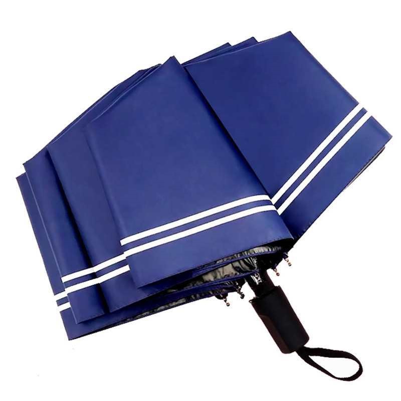 manual folding striped umbrella