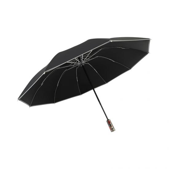 Mechanical Tri-fold Safety Anti-rebound Folding Reverse Umbrella Car Sunscreen Printing Umbrella