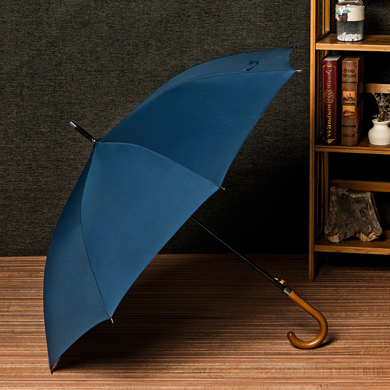 Wooden Curved Hook Long Handle Golf Umbrella